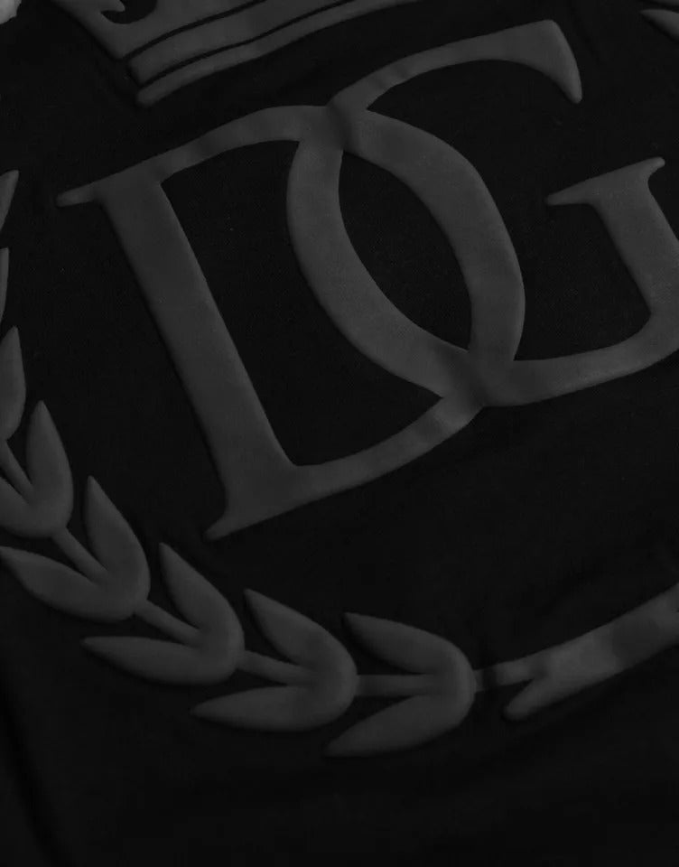 Dolce & Gabbana svart t-shirt med rund hals och präglad logotyp