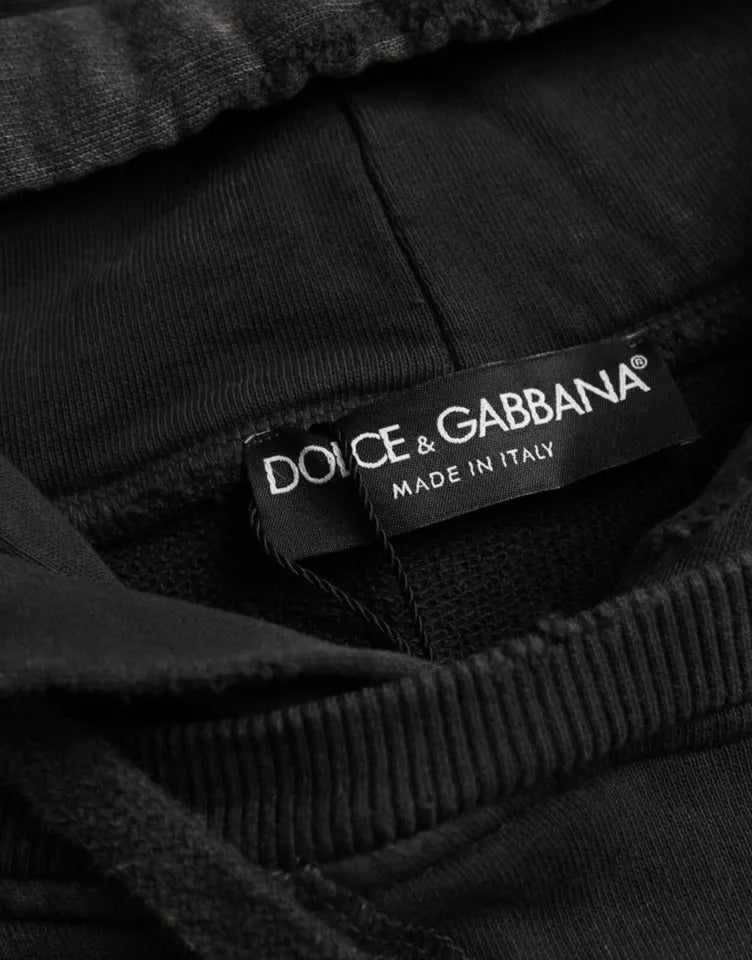 Dolce & Gabbana Svart bomulls-t-shirt med korta ärmar och huva