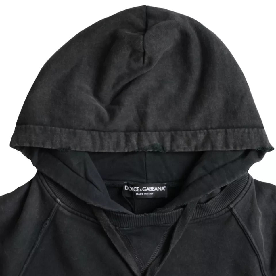 Dolce & Gabbana Svart bomulls-t-shirt med korta ärmar och huva