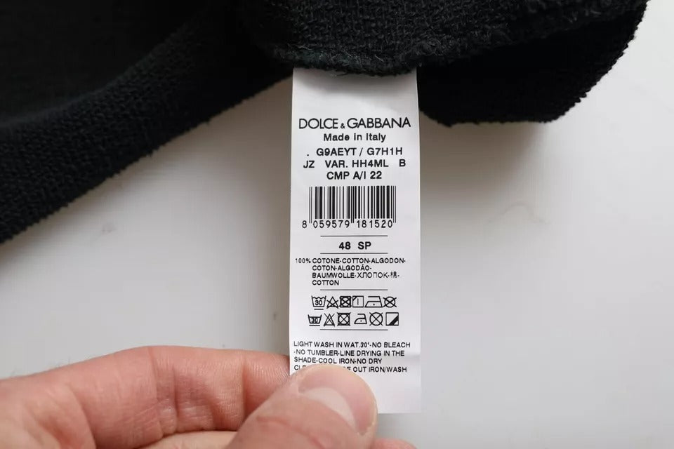 Dolce & Gabbana Svart bomulls-t-shirt med korta ärmar och huva