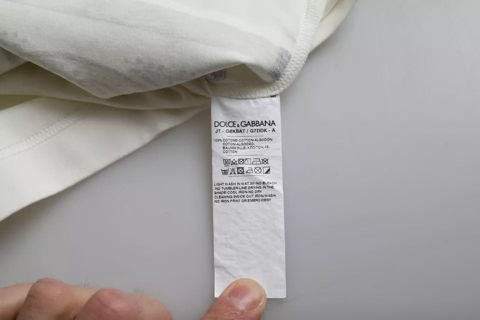 Dolce & Gabbana Vit Bandana Mönstrad Bomull Kortärmad Herr T-shirt