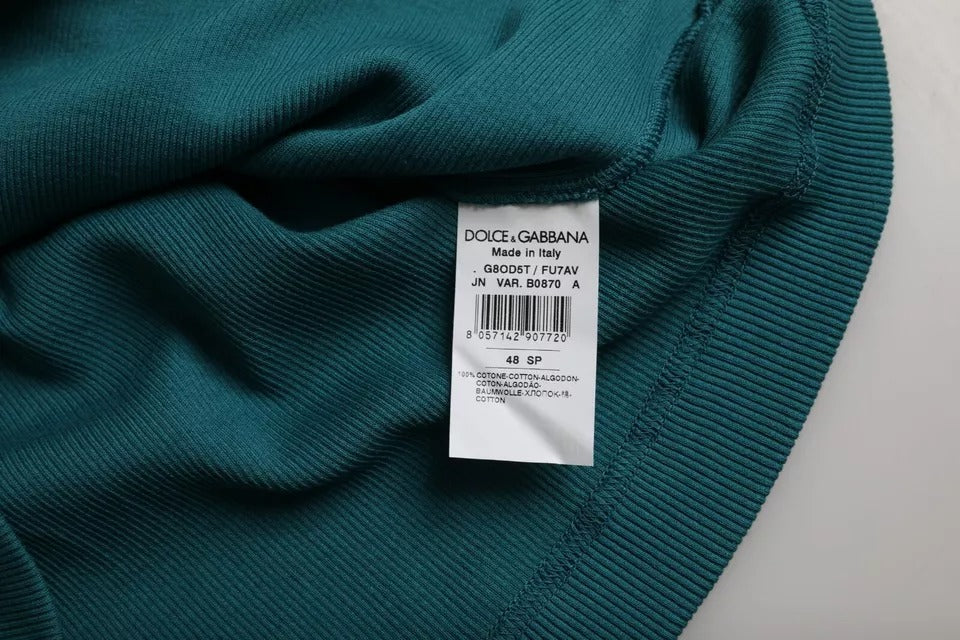 Dolce & Gabbana Blågrön Bomull Rundhalsad Kortärmad T-shirt