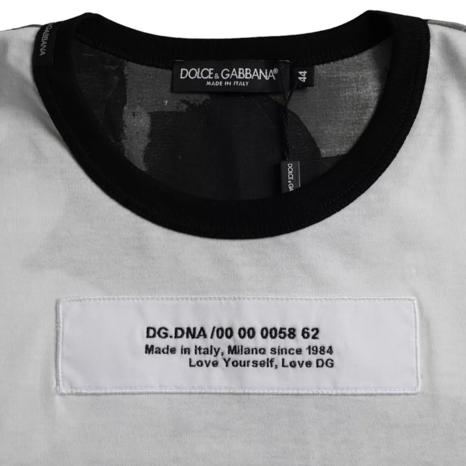 Dolce & Gabbana Svartvit Kamouflage Rundhalsad T-shirt