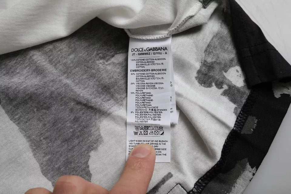 Dolce & Gabbana Svartvit Kamouflage Rundhalsad T-shirt