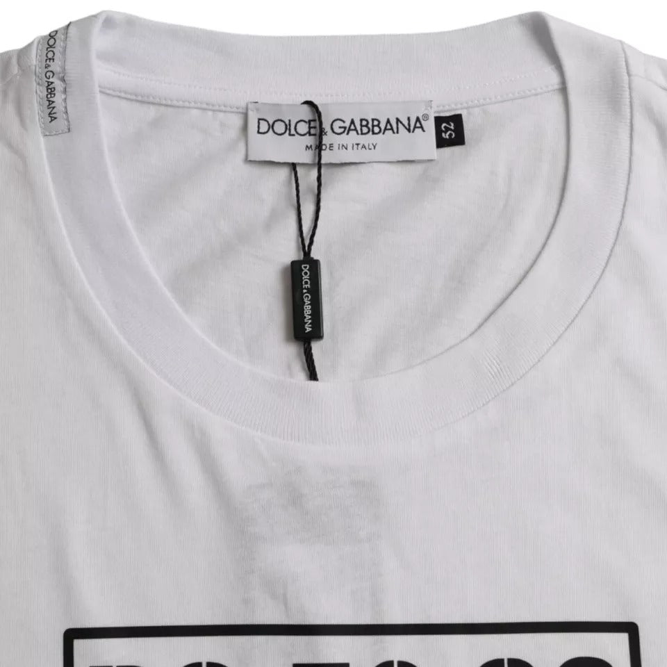 Dolce & Gabbana Vit Logotyp Rund Hals Kortärmad T-shirt