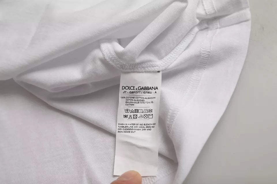 Dolce & Gabbana Vit Logotyp Rund Hals Kortärmad T-shirt