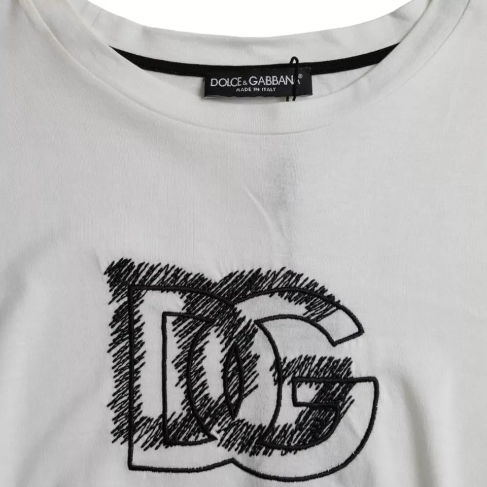 Dolce & Gabbana Vit Logotyp Rund Hals Kortärmad T-shirt