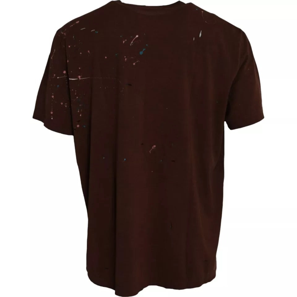 Dolce & Gabbana Brun Color Splash Bomull Rund Hals T-shirt