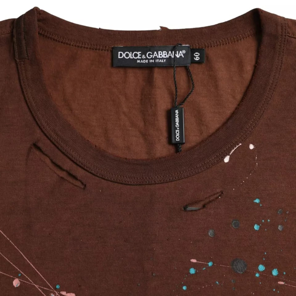 Dolce & Gabbana Brun Color Splash Bomull Rund Hals T-shirt