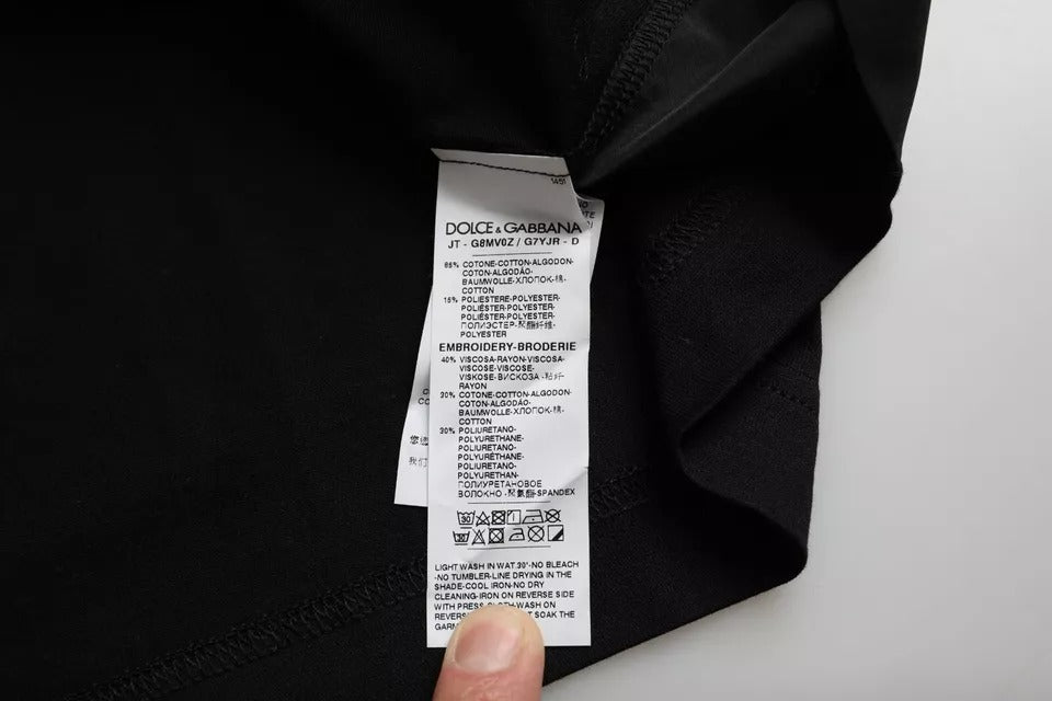 Dolce & Gabbana Svart Bomullsficka Kortärmad Herr T-shirt
