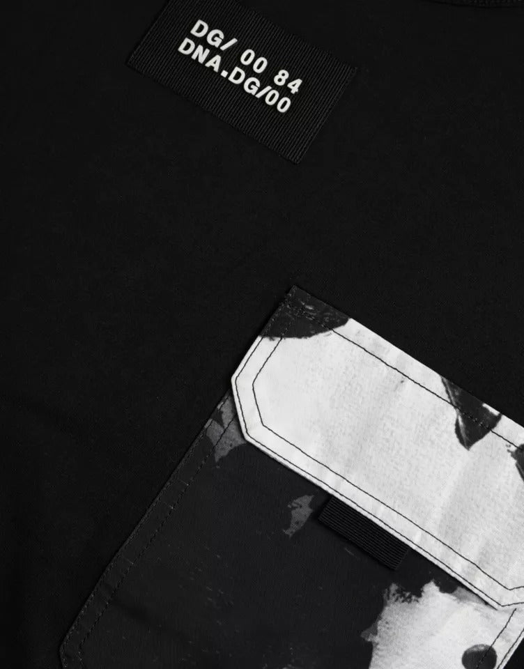 Dolce & Gabbana Svart Bomullsficka Kortärmad Herr T-shirt