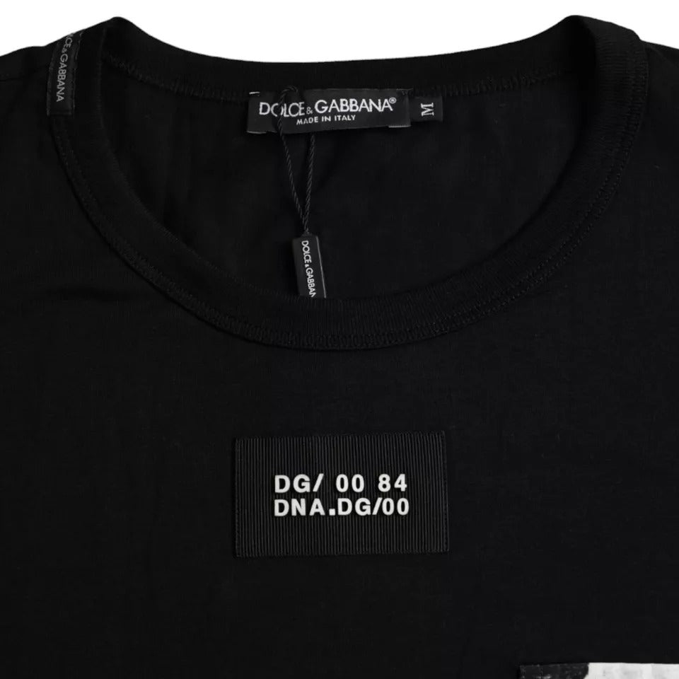 Dolce & Gabbana Svart Bomullsficka Kortärmad Herr T-shirt