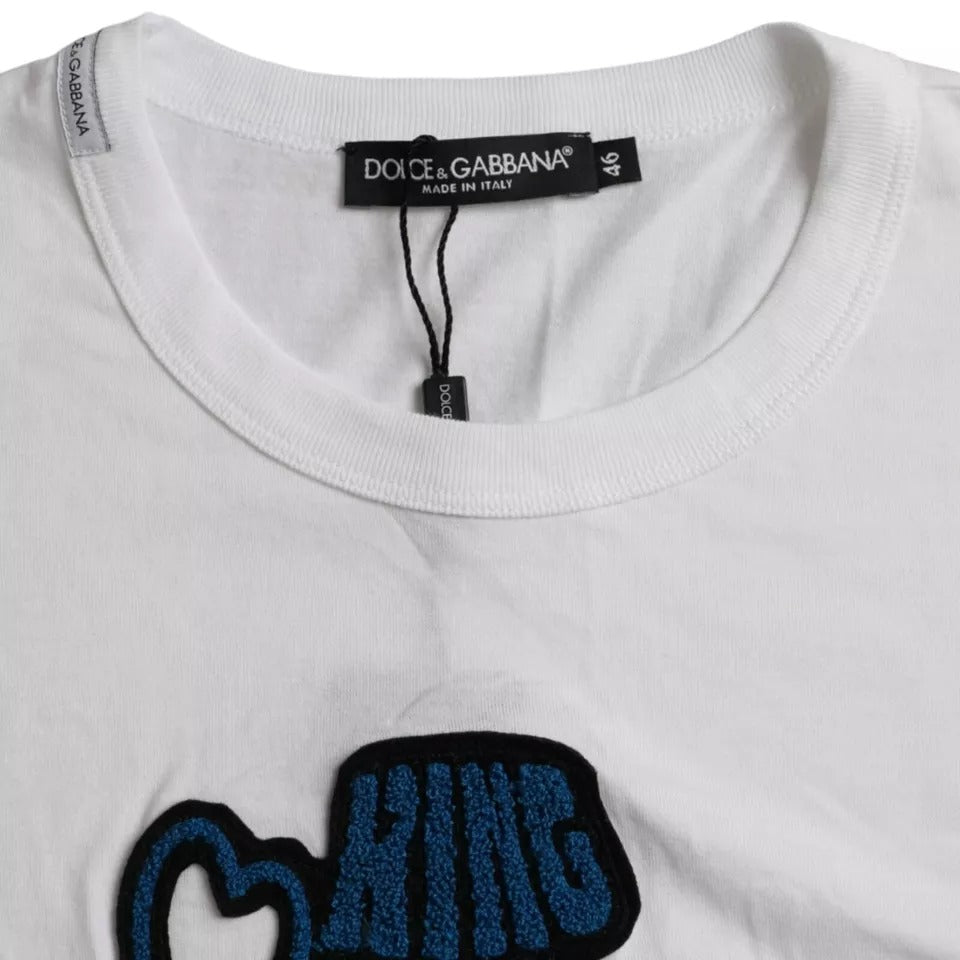 Dolce & Gabbana Vit King Of Love Rundhalsad Kortärmad T-shirt