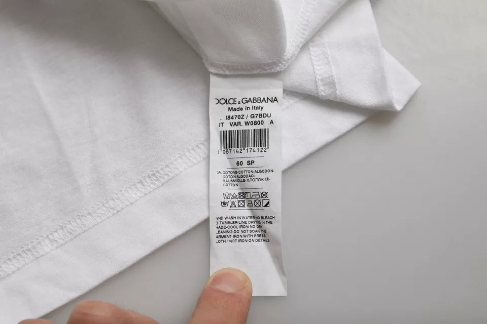 Dolce & Gabbana Vit bomulls-t-shirt med rund hals och kort ärm