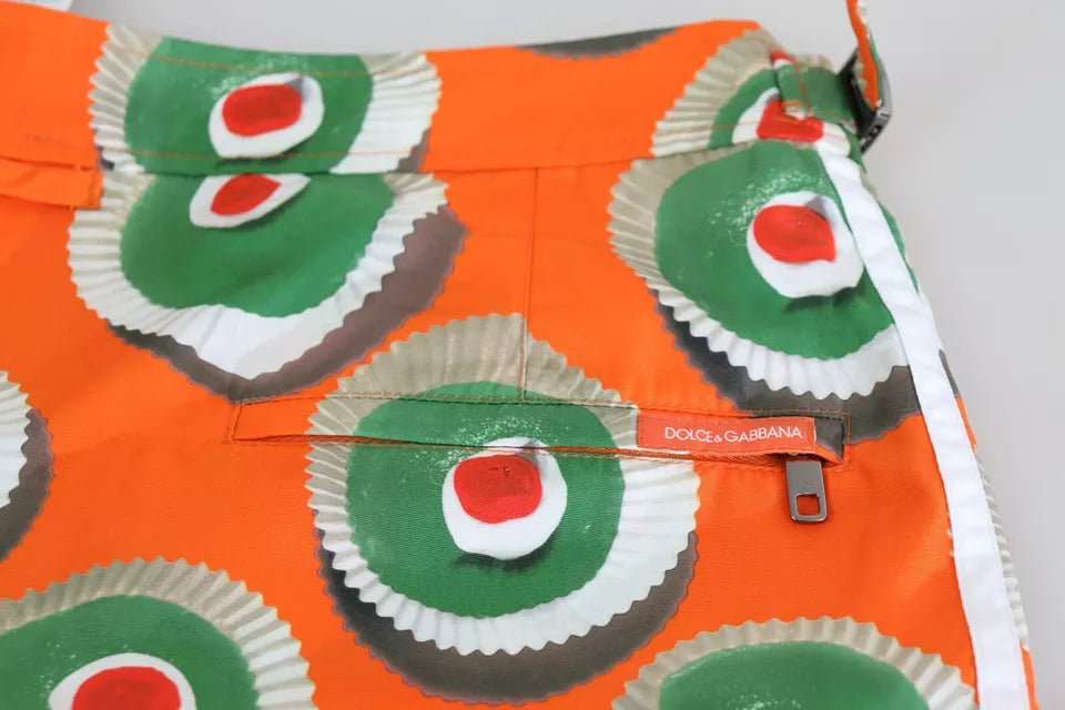 Dolce & Gabbana Orange Cupcake Beachwear Shorts Badkläder