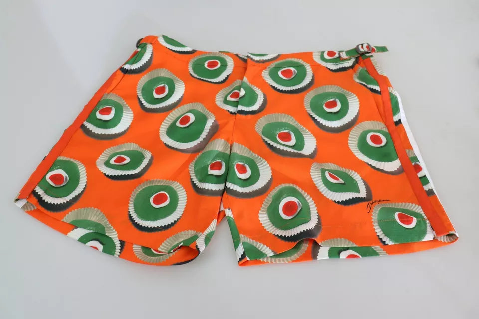 Dolce & Gabbana Orange Cupcake Beachwear Shorts Badkläder