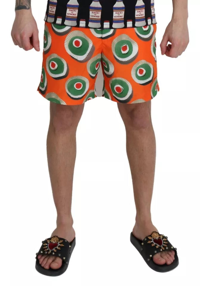 Dolce & Gabbana Orange Cupcake Beachwear Shorts Badkläder