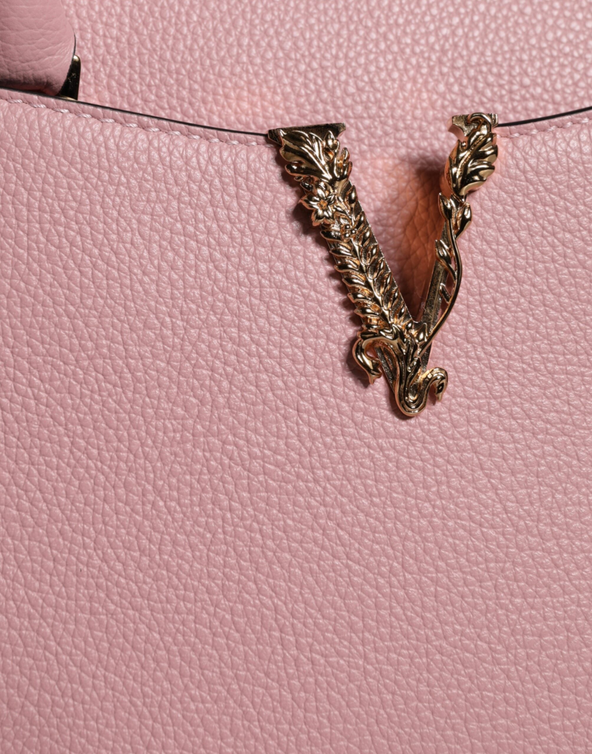 Versace Rosa Liten Axelremsväska i Kalvskinn med Topphandtag