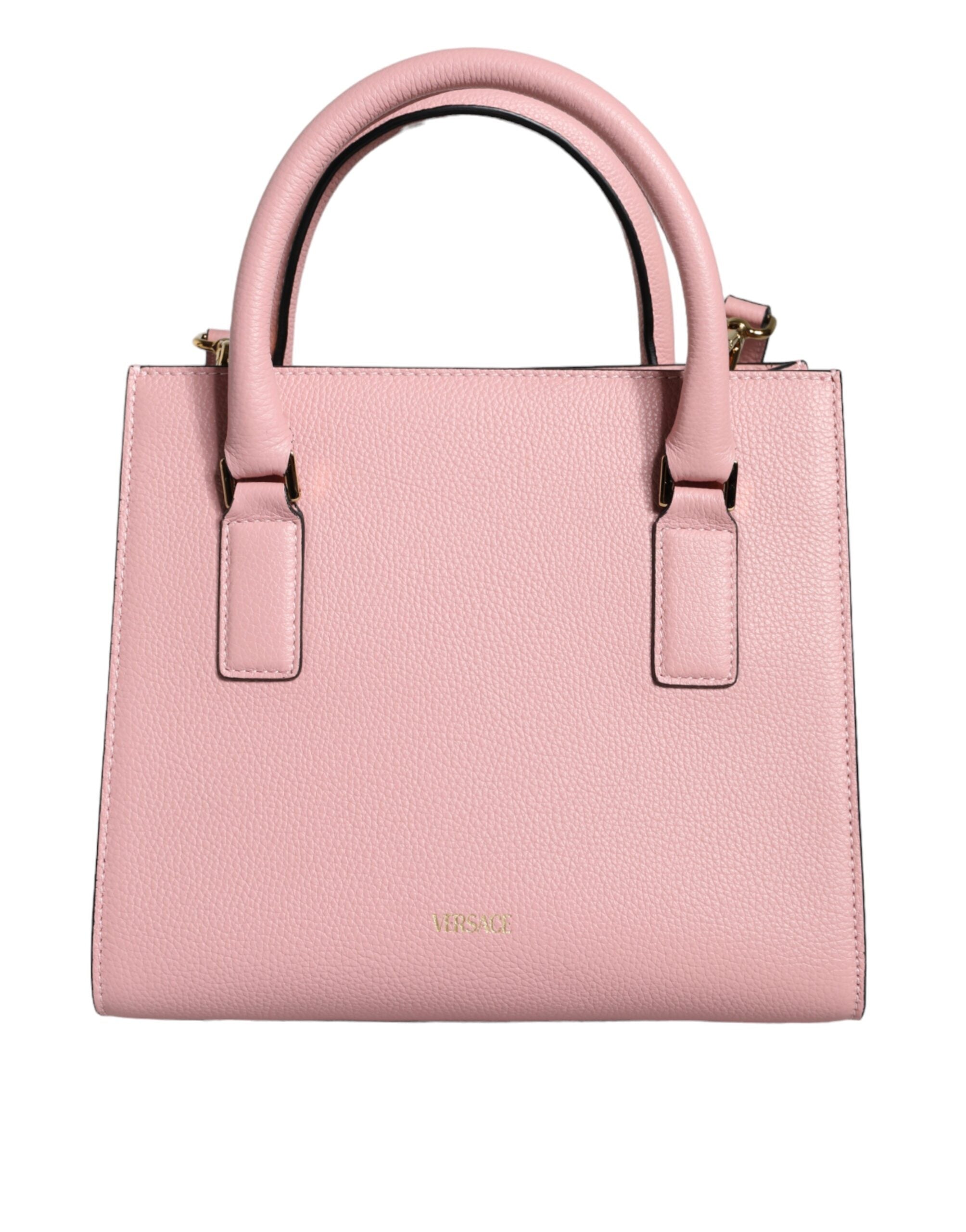 Versace Rosa Liten Axelremsväska i Kalvskinn med Topphandtag