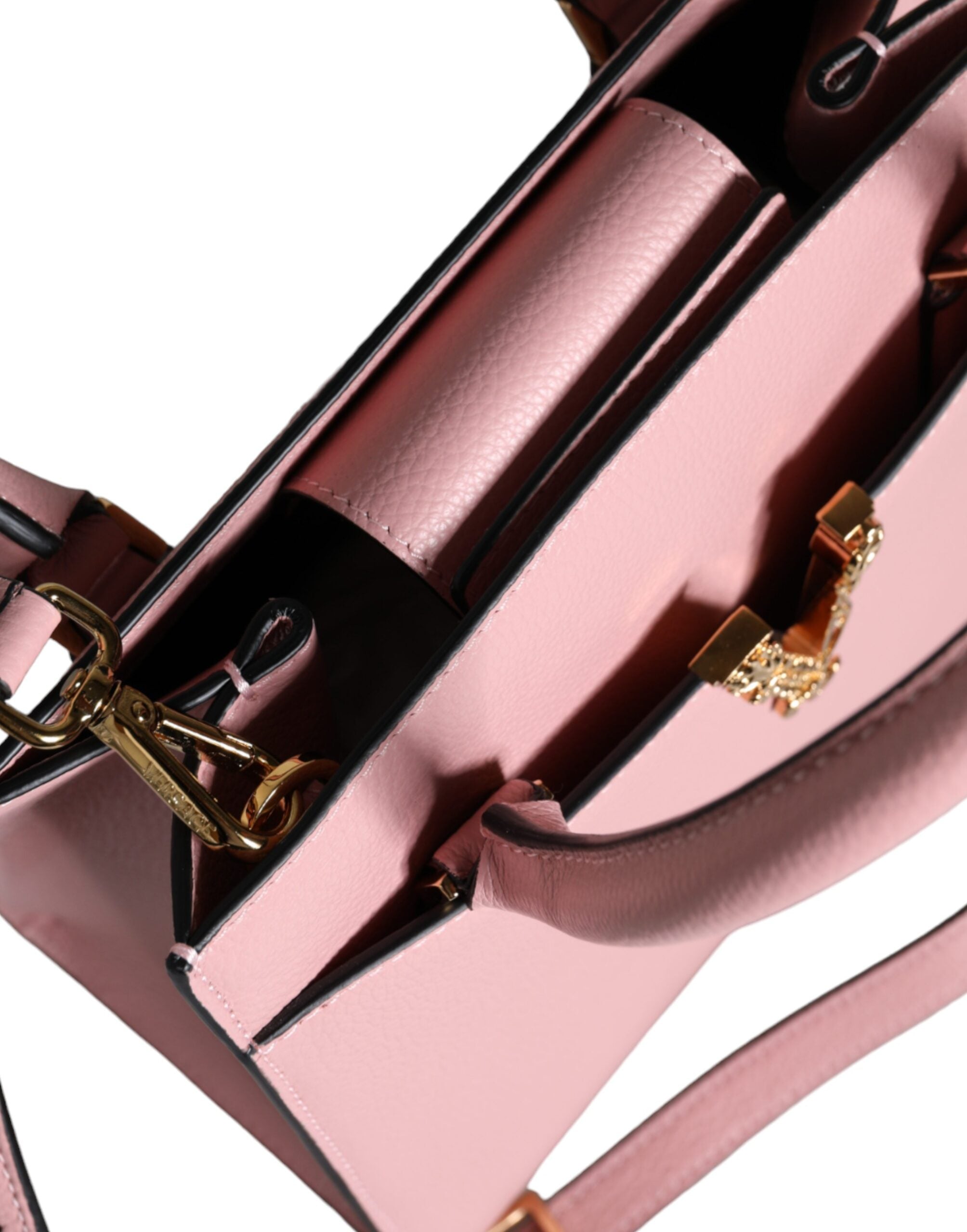 Versace Rosa Liten Axelremsväska i Kalvskinn med Topphandtag