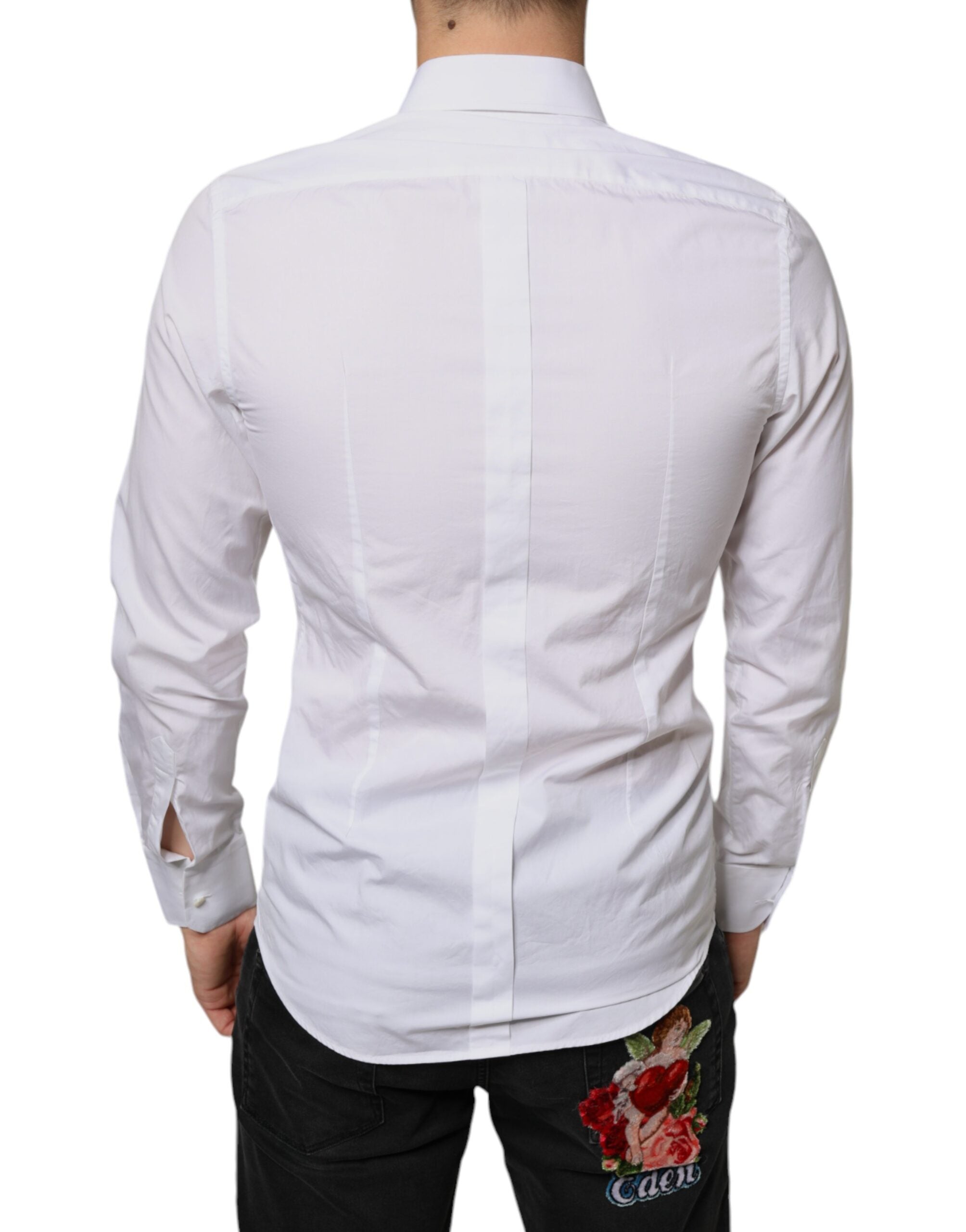 Dolce & Gabbana Vit Bib Bomullspoplin Festskjorta