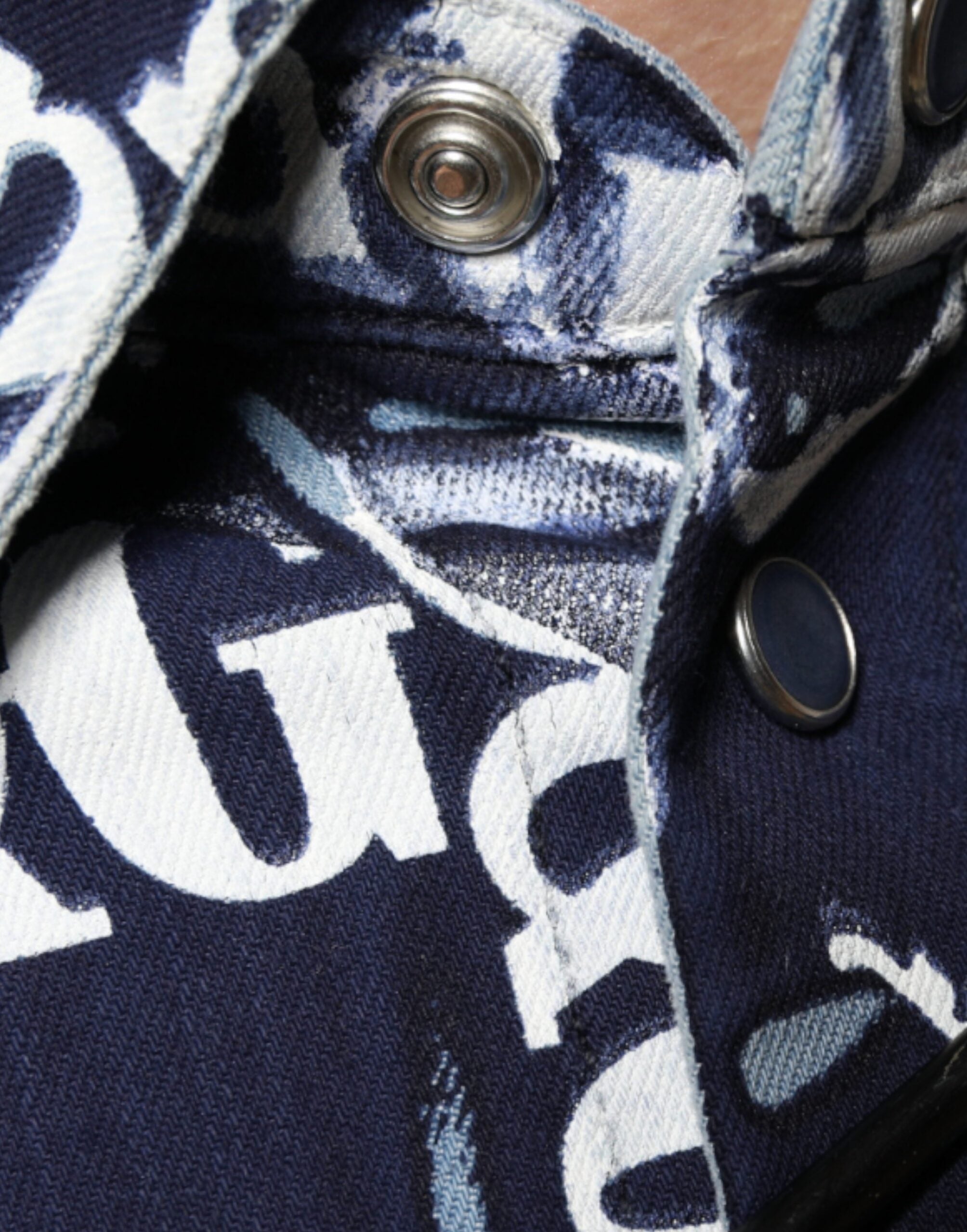 Dolce & Gabbana Blå Kronlogotyptryck Slim Fit Bomullsskjorta