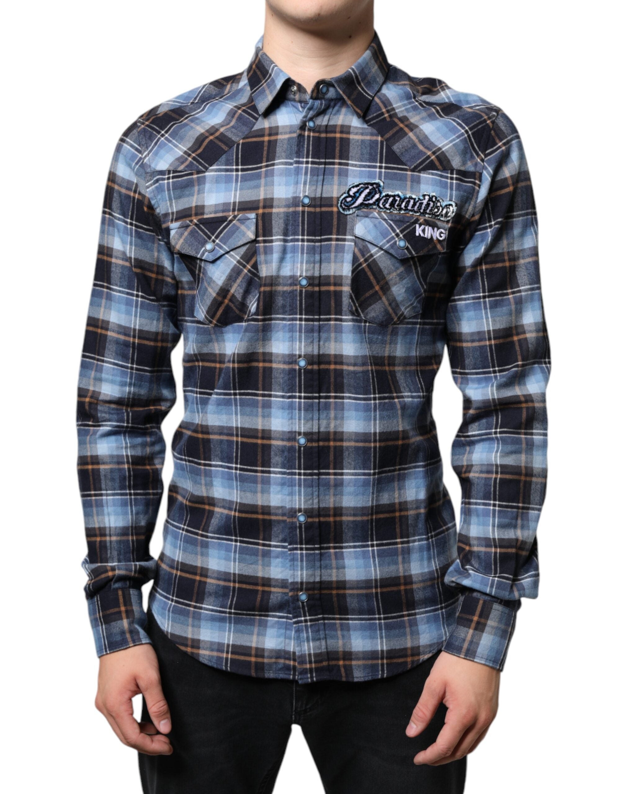 Dolce & Gabbana Flerfärgad Rutig Paradiso Patch Slim Fit Skjorta