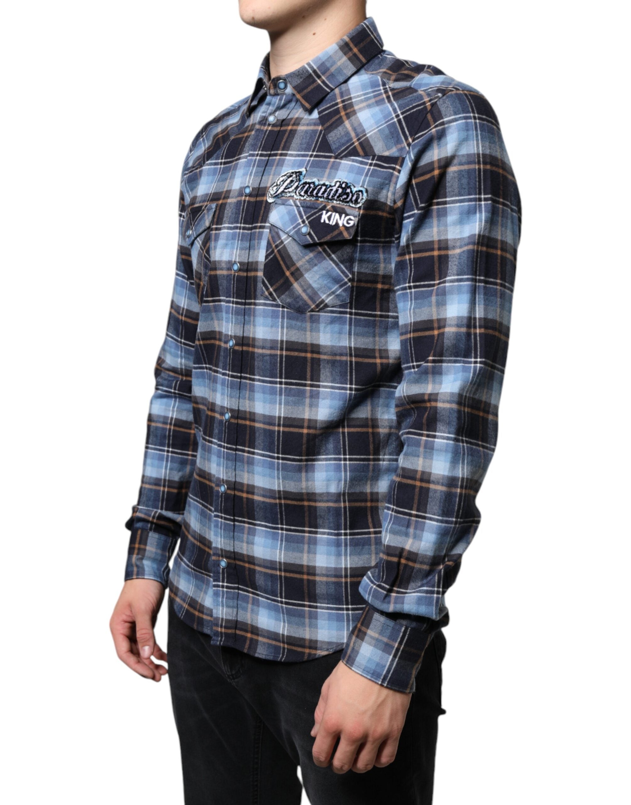 Dolce & Gabbana Flerfärgad Rutig Paradiso Patch Slim Fit Skjorta