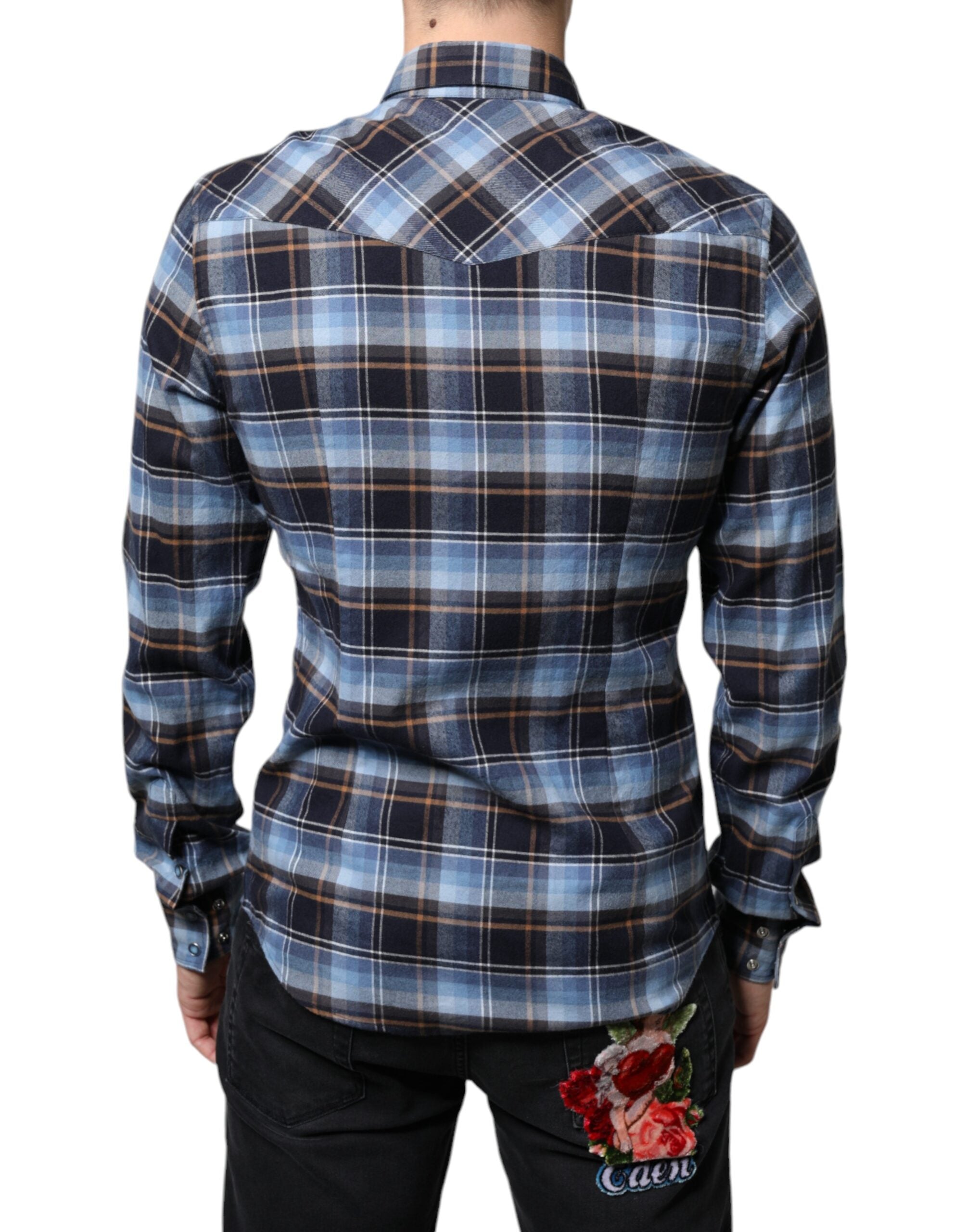 Dolce & Gabbana Flerfärgad Rutig Paradiso Patch Slim Fit Skjorta