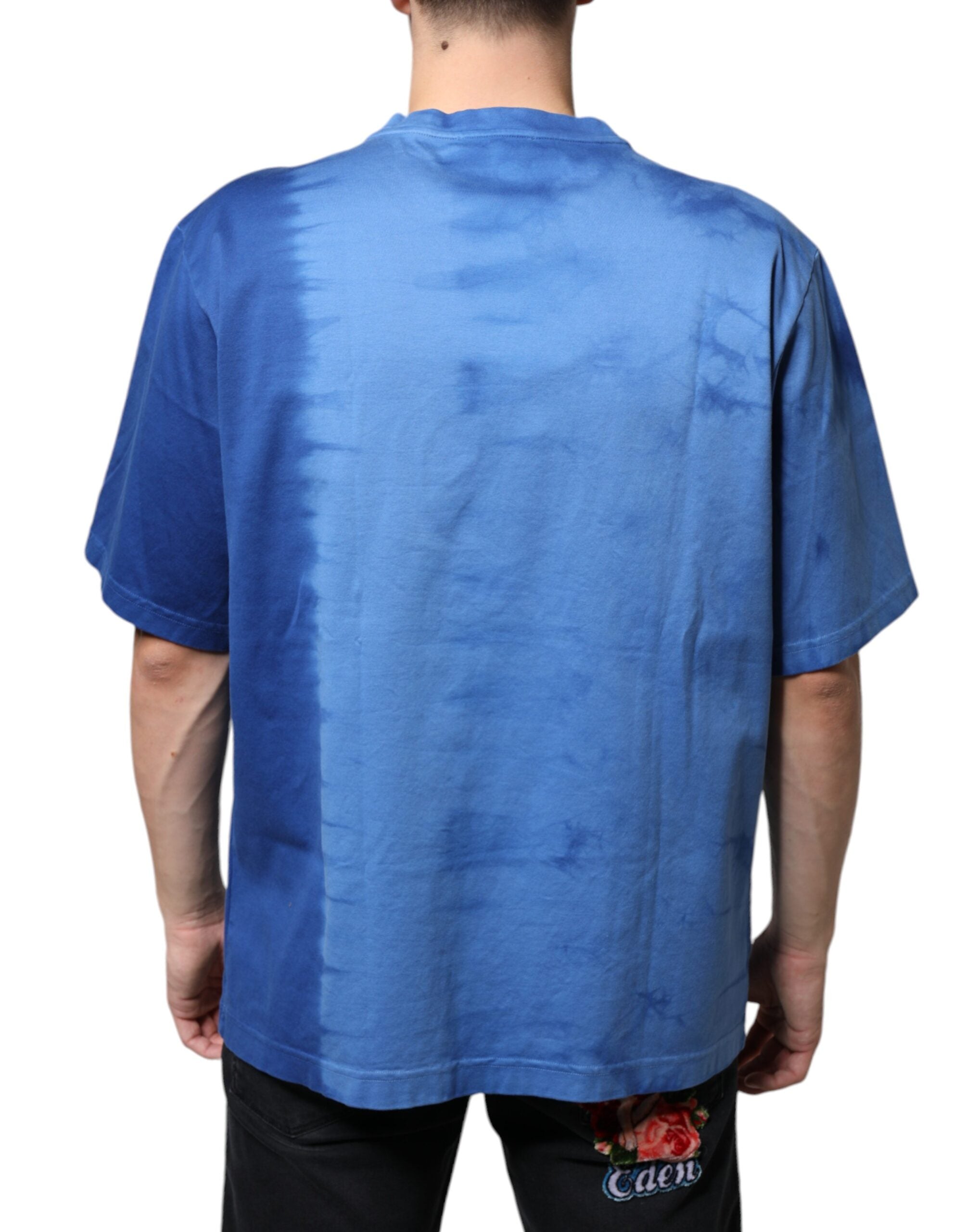 Dolce & Gabbana Blå Tie-Dye Peace Sign Bomulls-T-shirt