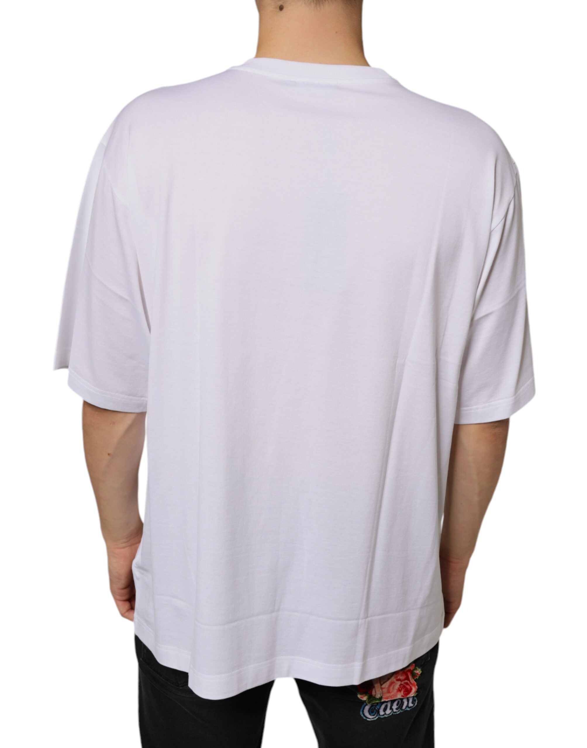 Dolce & Gabbana Vit Metall DG Logo Bomull Kortärmad T-shirt