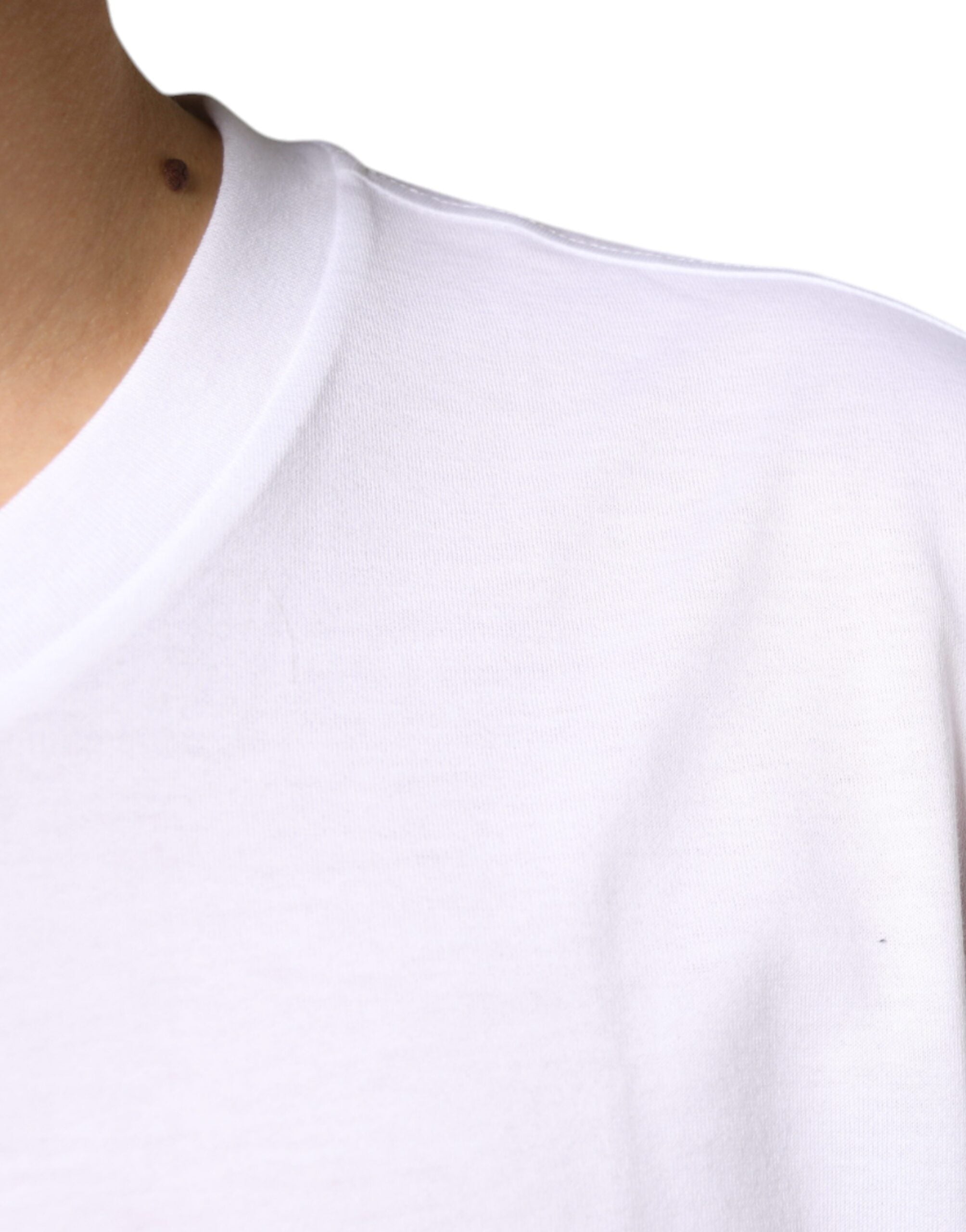 Dolce & Gabbana Vit Metall DG Logo Bomull Kortärmad T-shirt