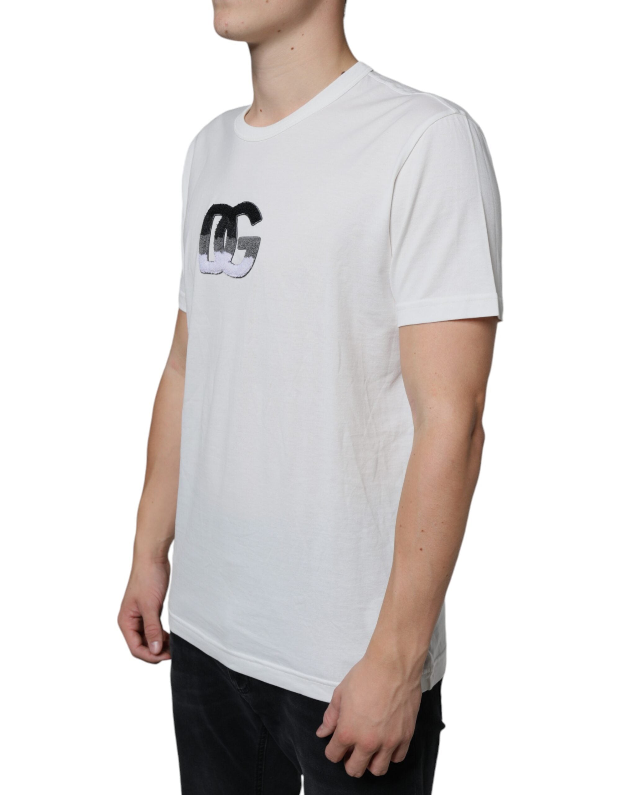 Dolce & Gabbana Vit bomulls-t-shirt med DG-logotyptryck