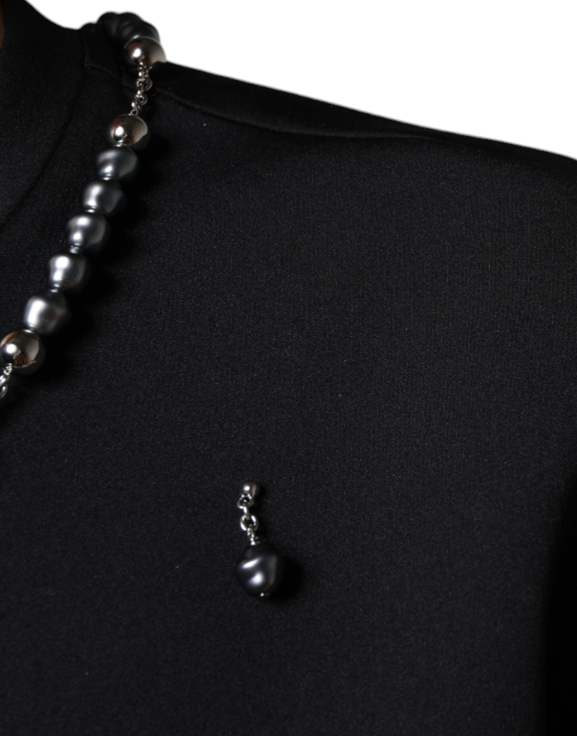 Dolce & Gabbana Svart Polyester Halsband Utsmyckad T-shirt