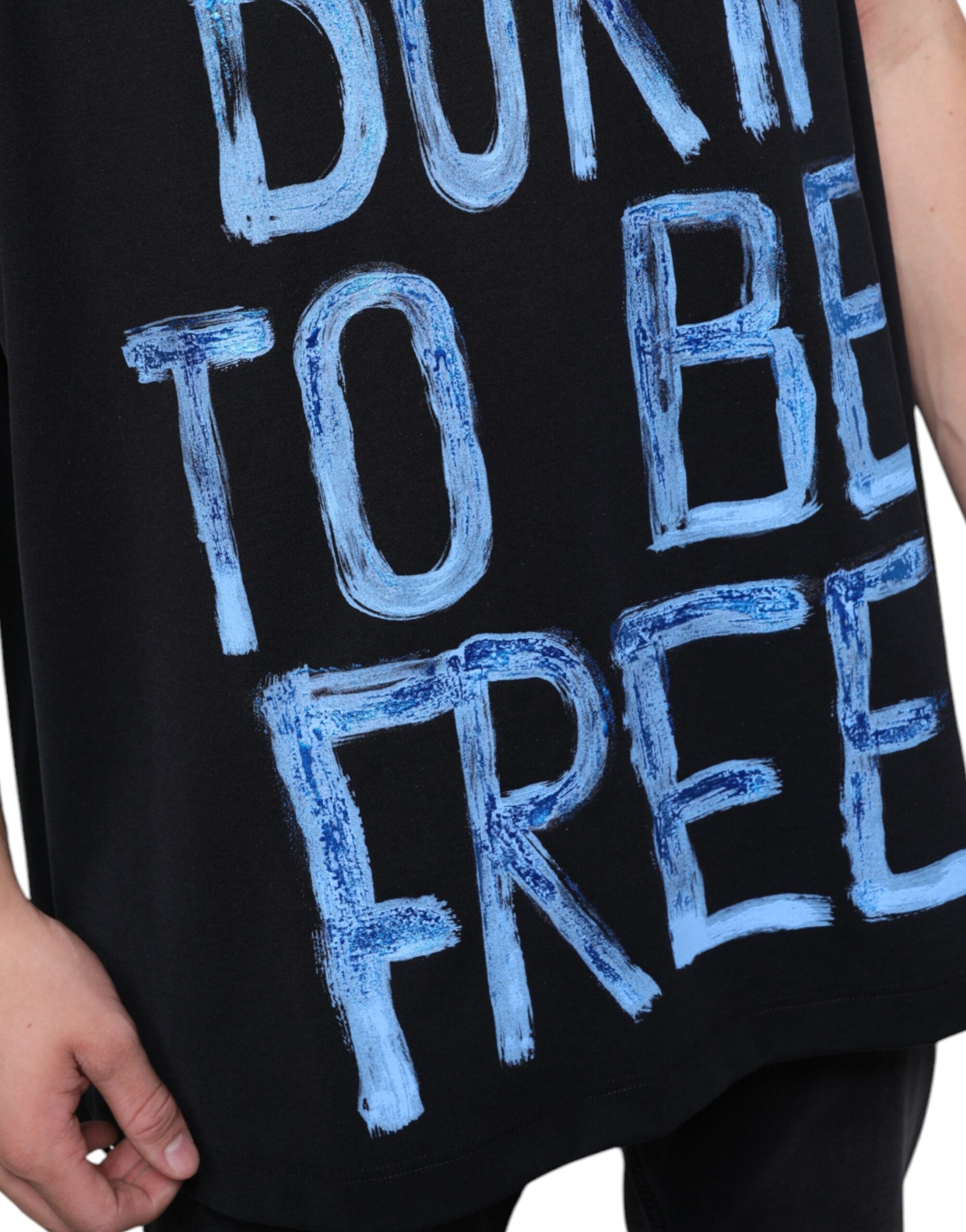 Dolce & Gabbana Svart Bomull Born To Be Free Ärmlös T-shirt