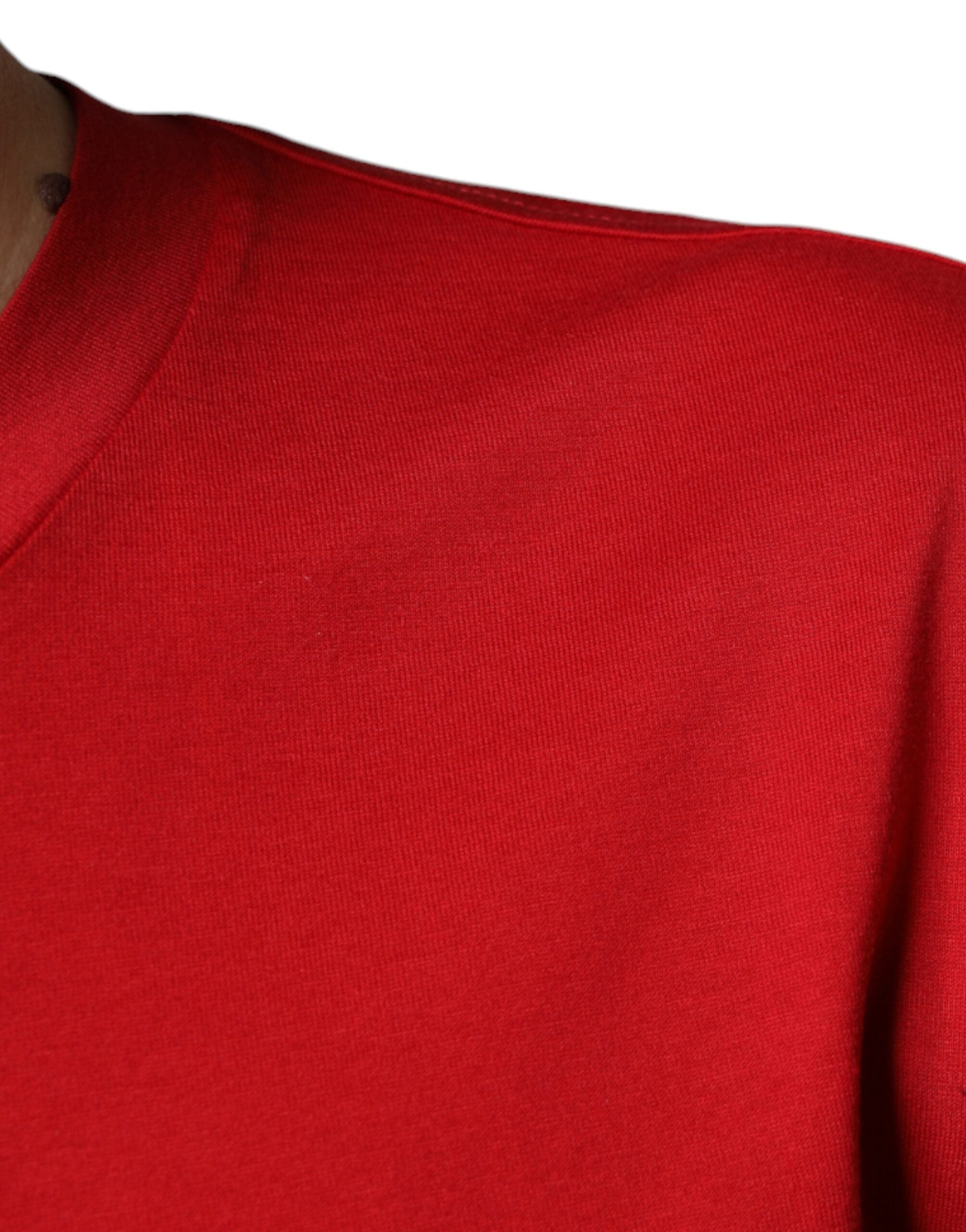 Dolce & Gabbana Röd Bomulls-T-shirt med DG-logotyp och Rund Halsringning