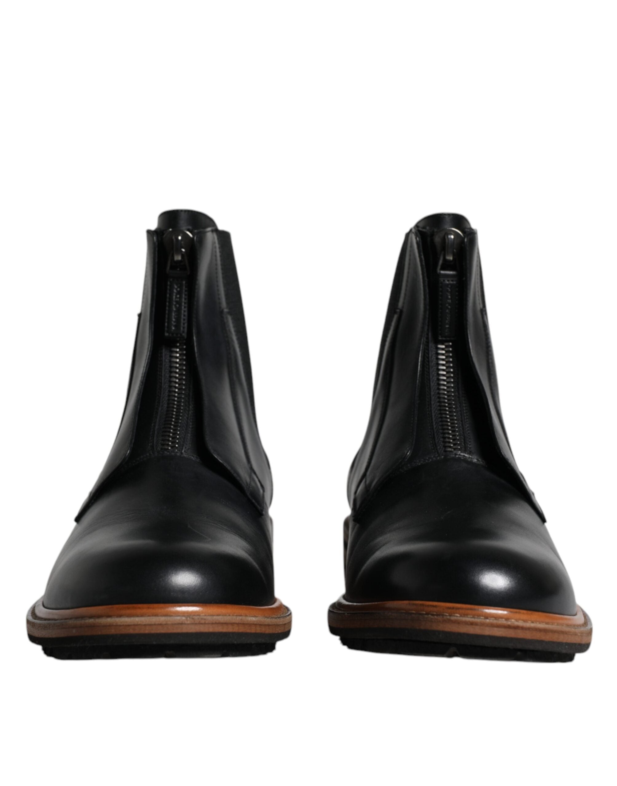 Dolce & Gabbana Svarta Läder Chelsea Mid Calf Herrstövlar Skor