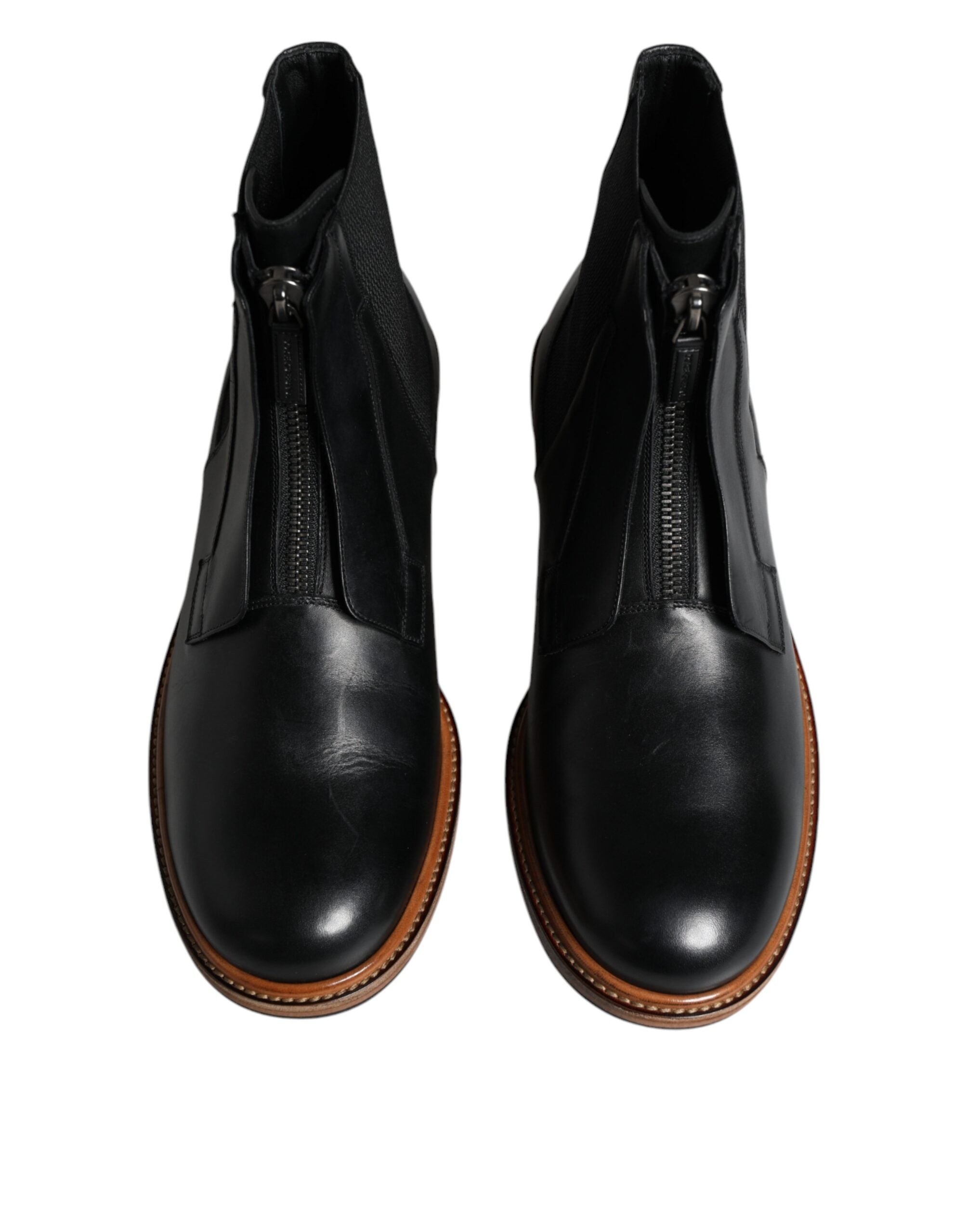Dolce & Gabbana Svarta Läder Chelsea Mid Calf Herrstövlar Skor
