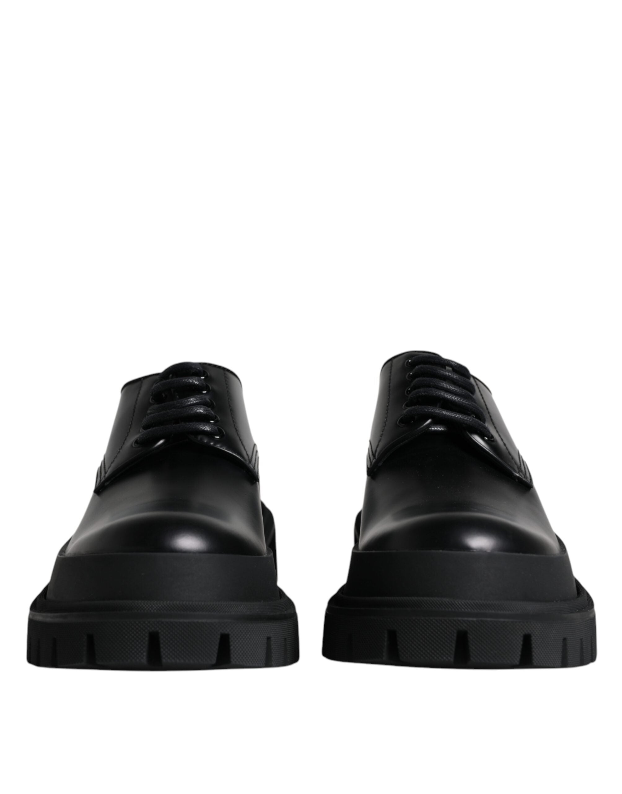 Dolce & Gabbana Svarta Läderskor med Snörning och Vandring