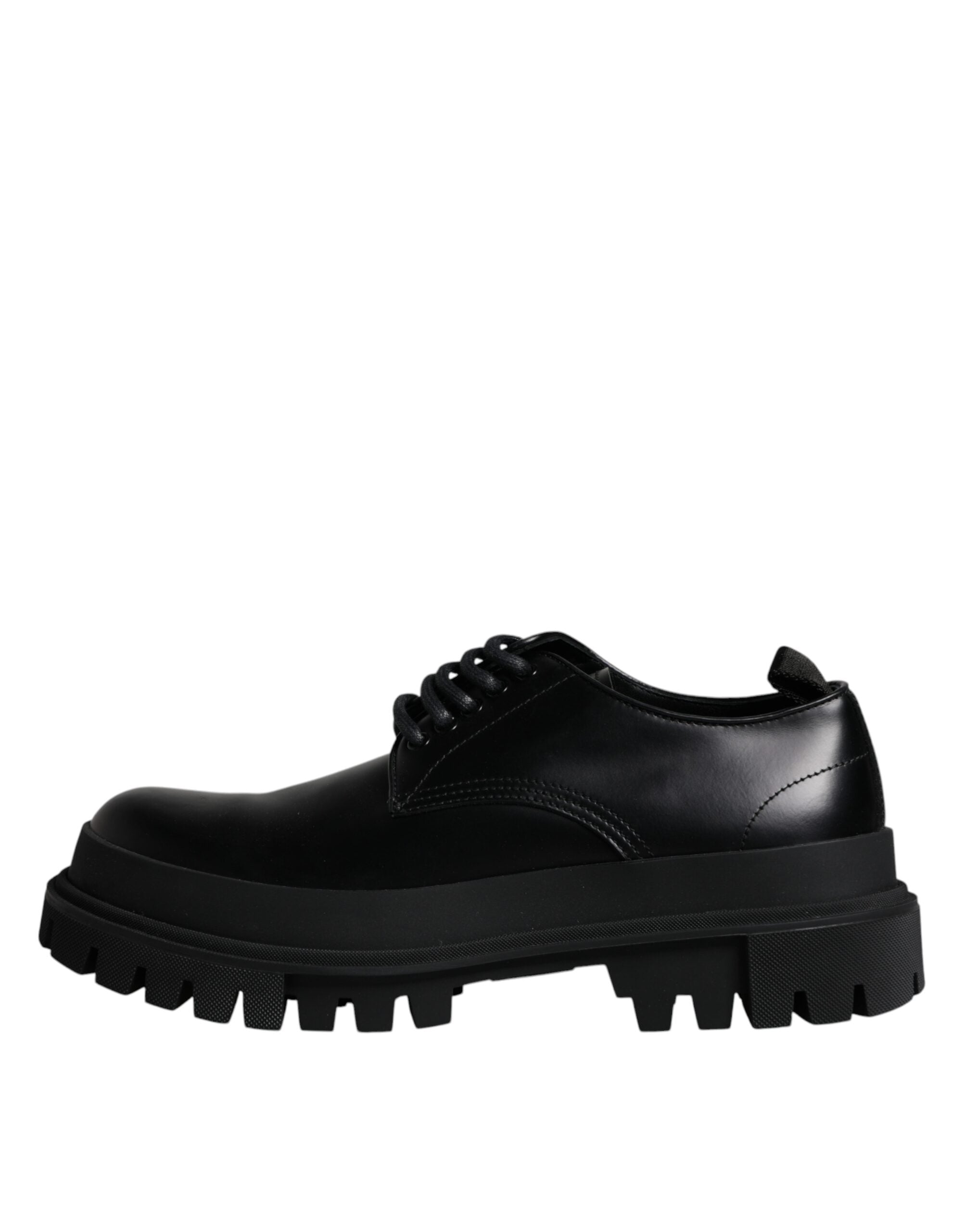 Dolce & Gabbana Svarta Läderskor med Snörning och Vandring