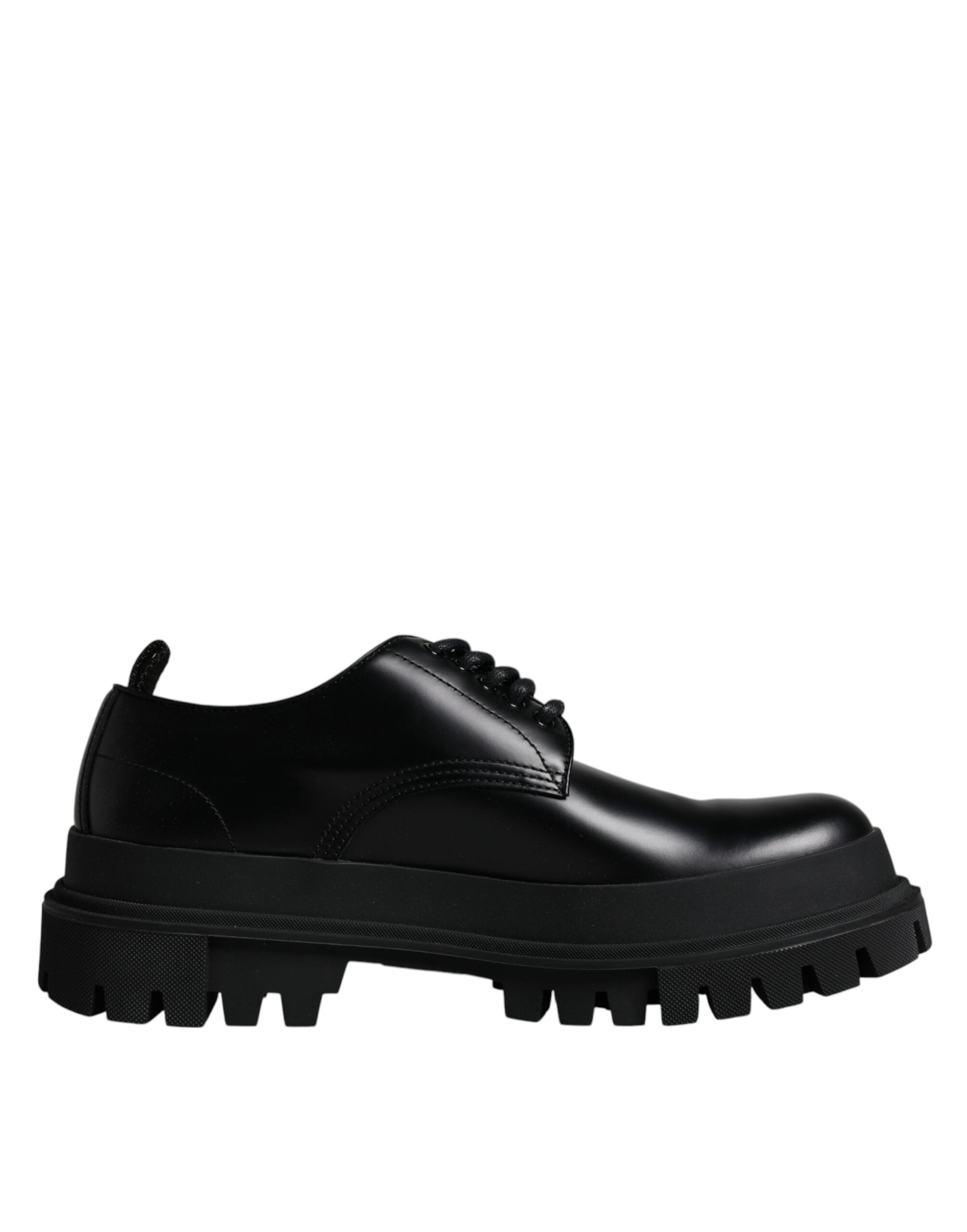 Dolce & Gabbana Svarta Läderskor med Snörning och Vandring