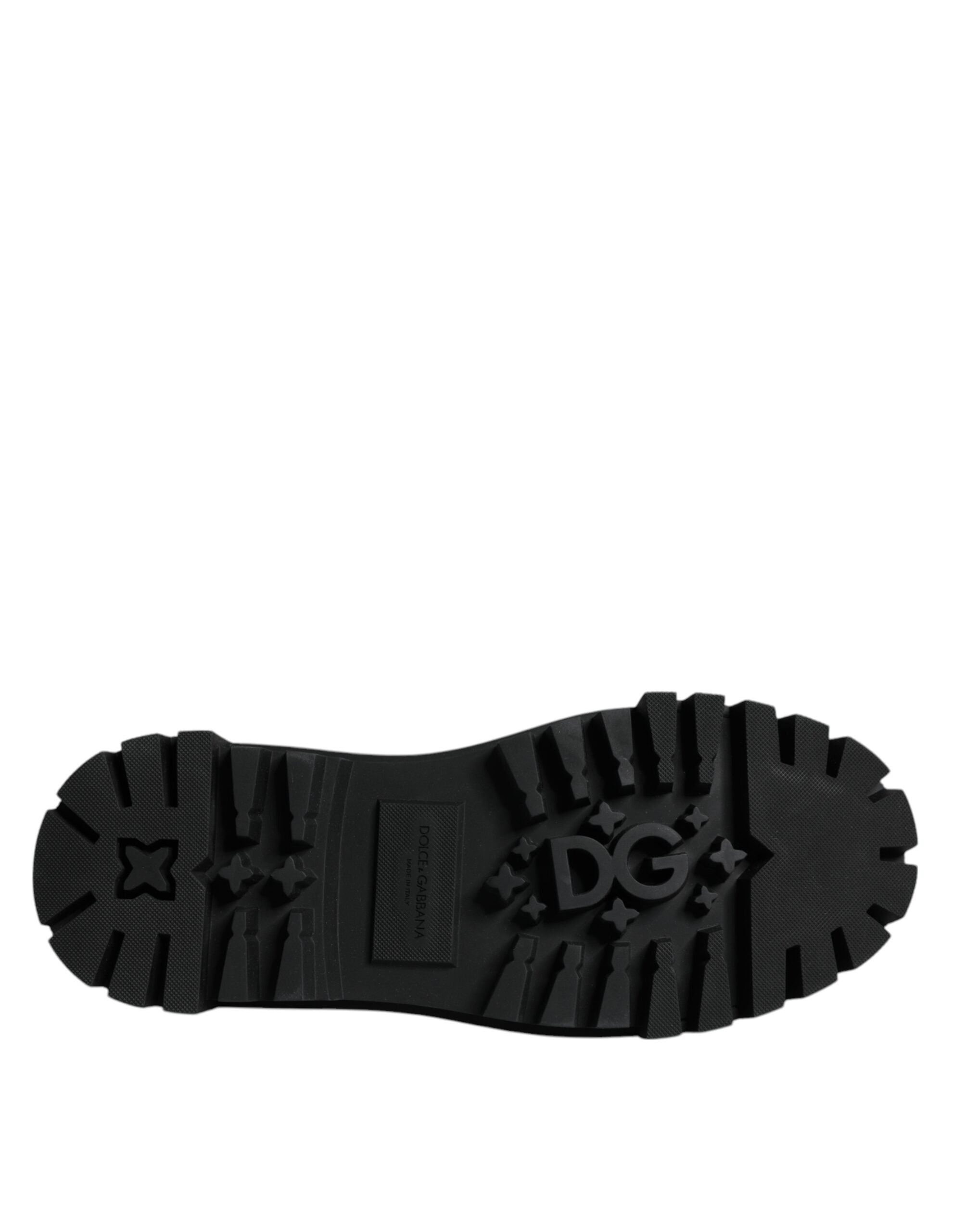 Dolce & Gabbana Svarta Läderskor med Snörning och Vandring