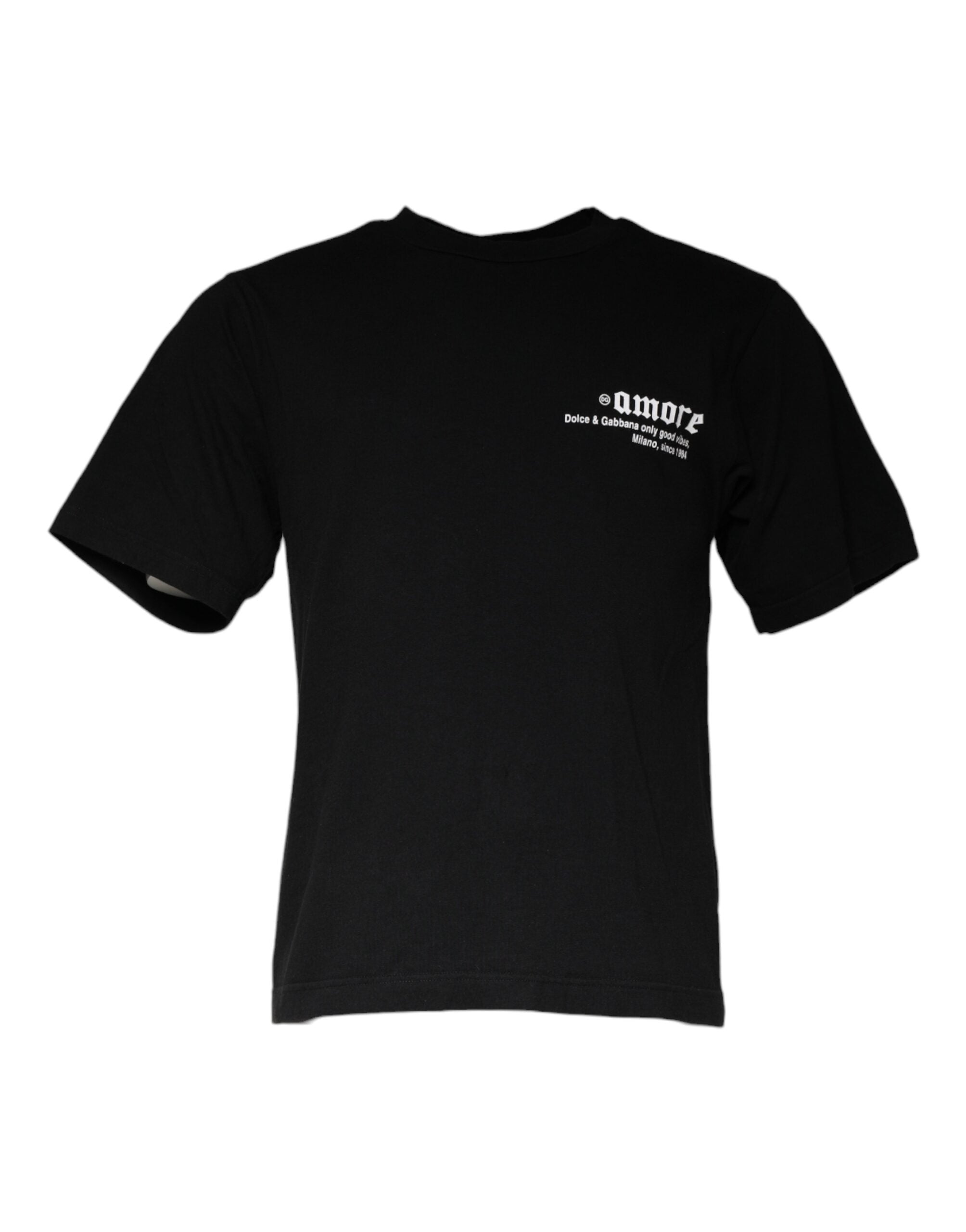 Dolce & Gabbana svart Amore-tryckt bomulls-t-shirt med rund hals