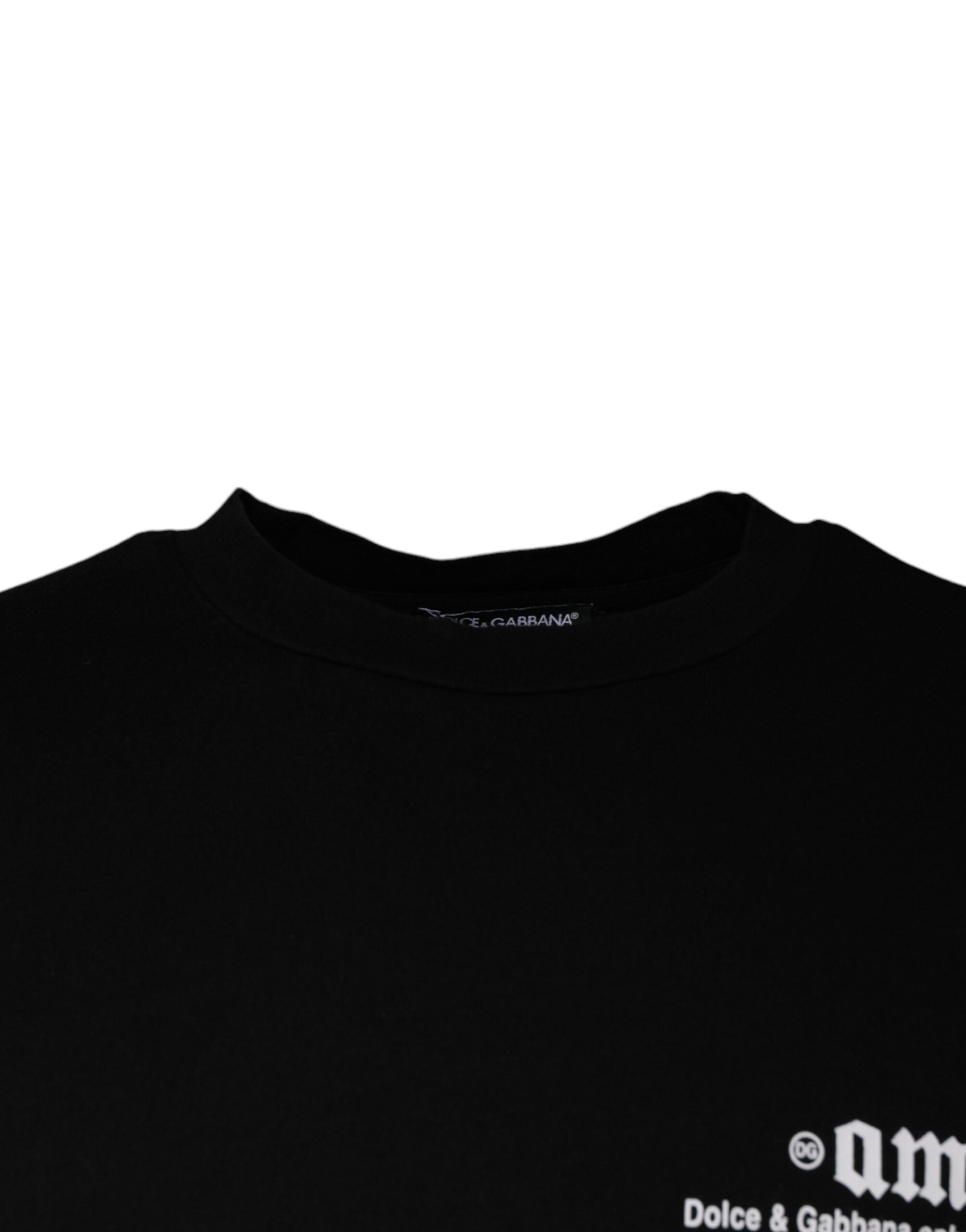 Dolce & Gabbana svart Amore-tryckt bomulls-t-shirt med rund hals