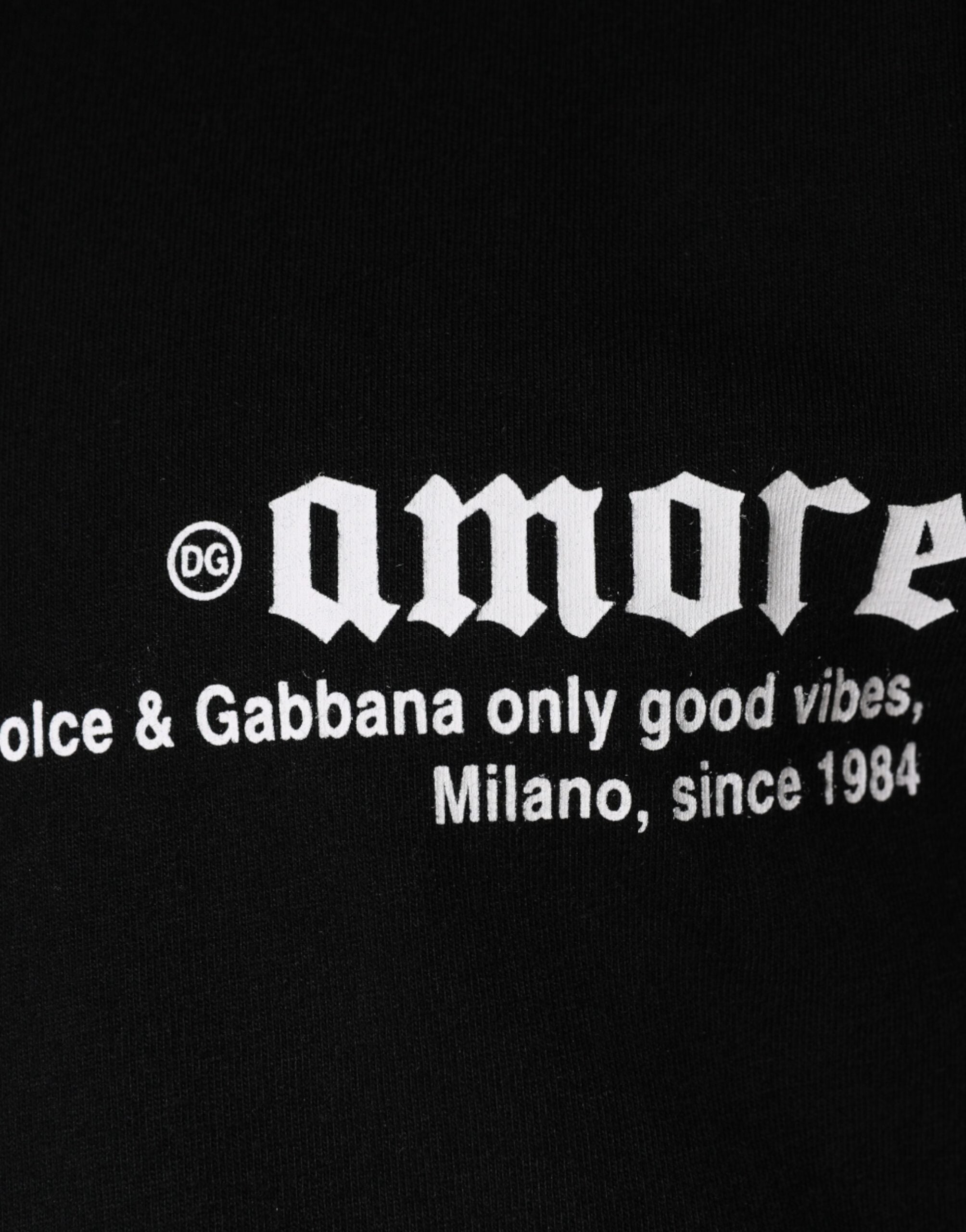 Dolce & Gabbana svart Amore-tryckt bomulls-t-shirt med rund hals