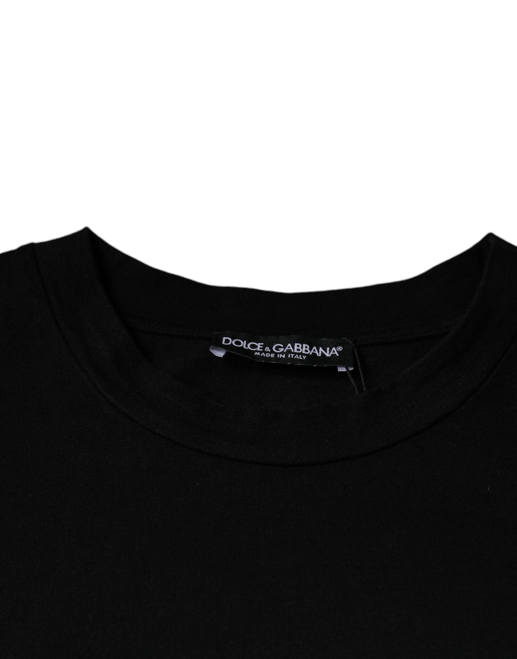 Dolce & Gabbana svart Amore-tryckt bomulls-t-shirt med rund hals