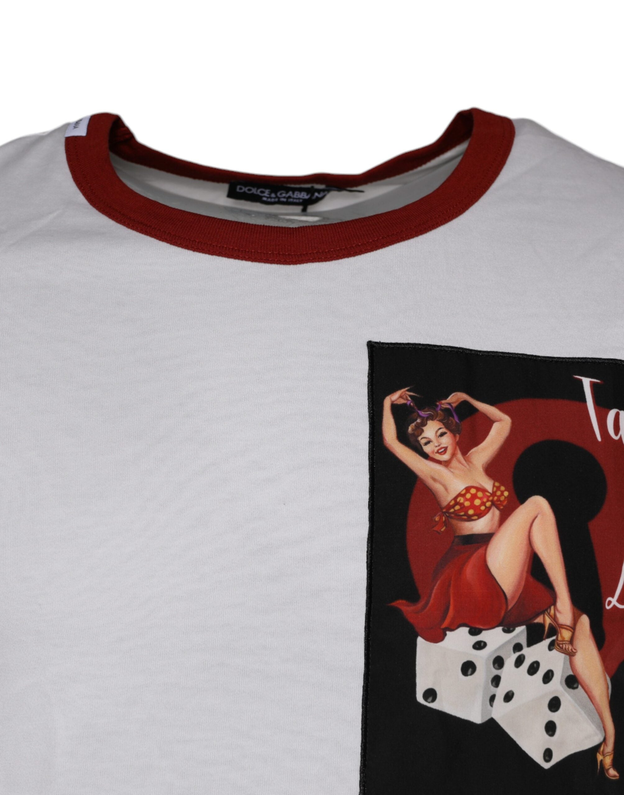 Dolce & Gabbana Vit T-shirt med rund hals och grafiskt tryck i bomull