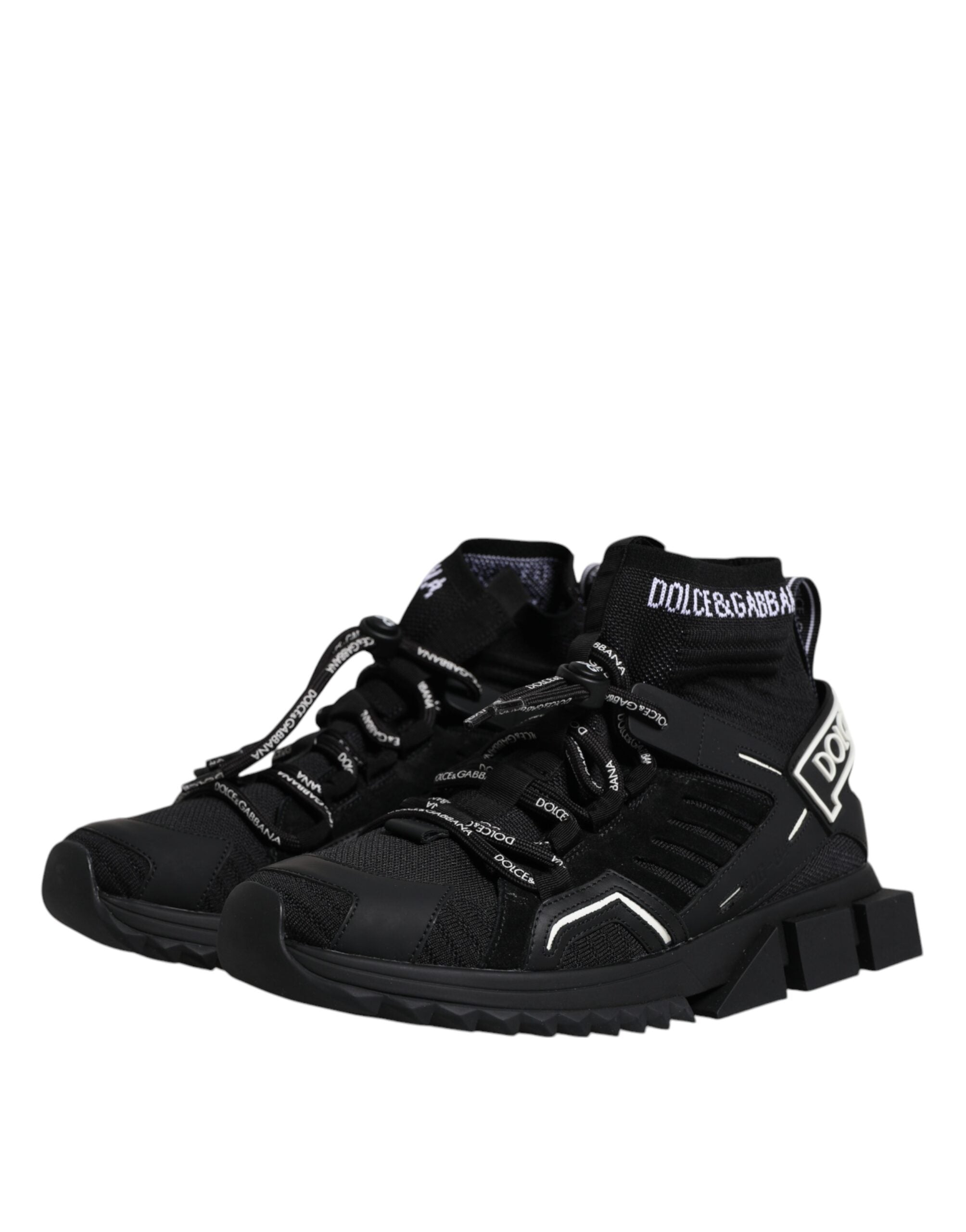 Dolce & Gabbana Svarta Sorrento Logo Herr Sneakers Strumpor Skor