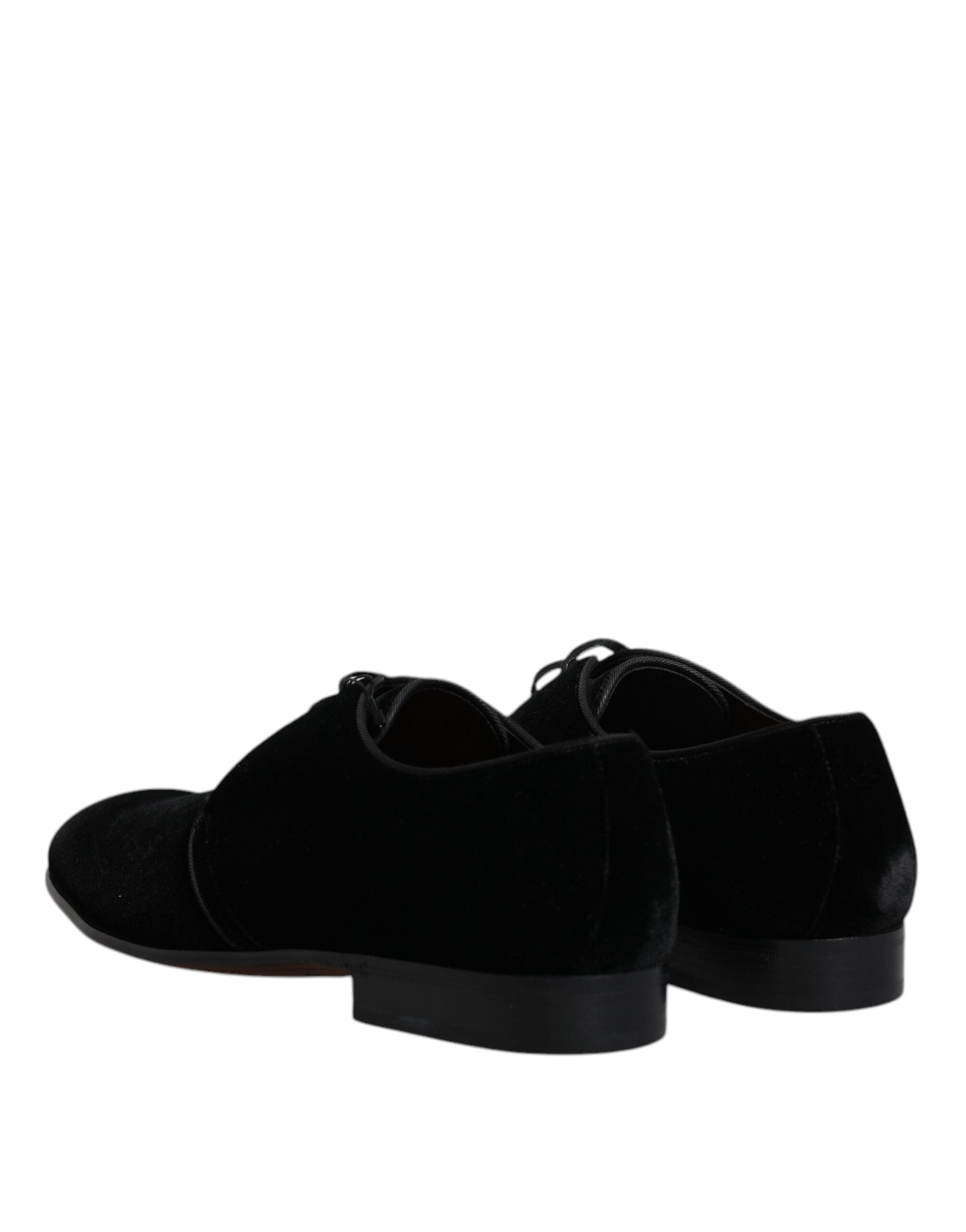 Dolce & Gabbana Svarta Derbyskor i sammet och läder med snörning