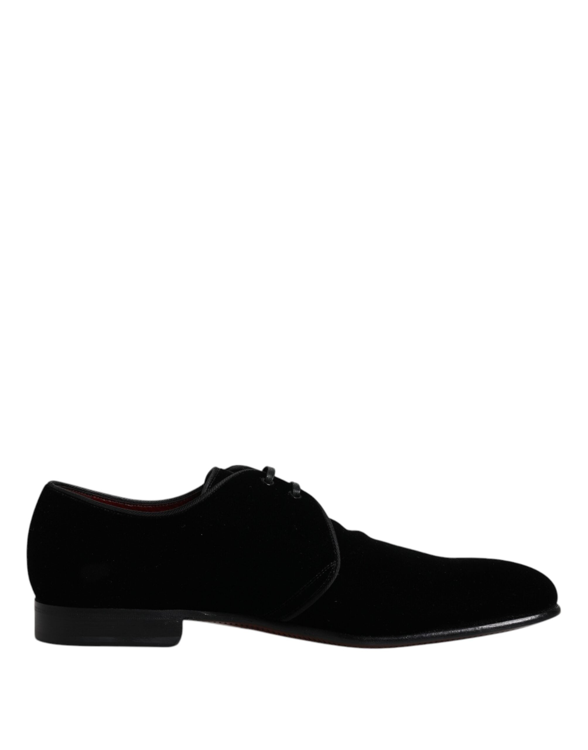 Dolce & Gabbana Svarta Derbyskor i sammet och läder med snörning